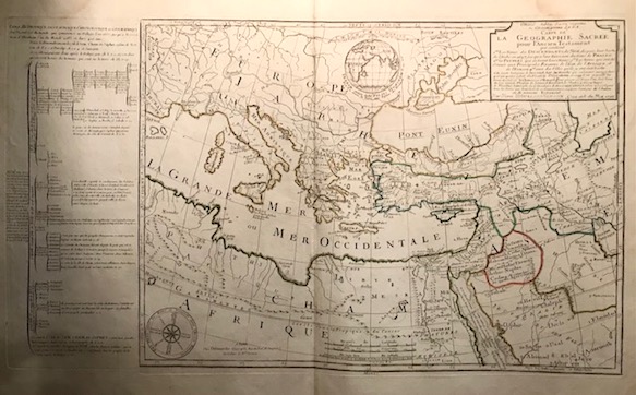Moullart-Sanson Pierre (1670-1730) Orbis Bibliis Sacris cognitus seu Geographia Sacra. Carte de la Geographie Sacrée pour l'Ancient Testament 1716 (ma 1783) Parigi 